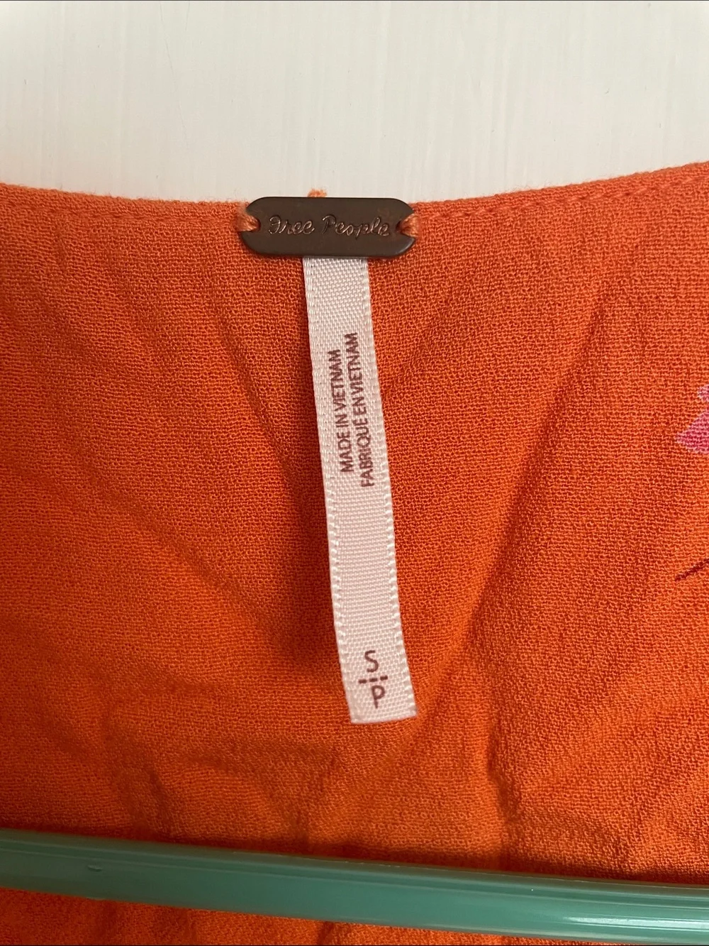 Free People Orange Textured Sundress with Subtle Floral Stitching